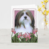 Moederdag - Roze Tulpen - Havanese Kaart (Gele Bloem)