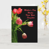 Moederdag roze tulpen kaart (Gele Bloem)