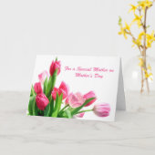 Moederdag roze tulpen kaart (Gele Bloem)