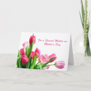 Moederdag roze tulpen kaart