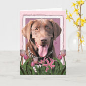 Moederdag - Roze Tulpen - Labrador - Chocolade Kaart (Gele Bloem)