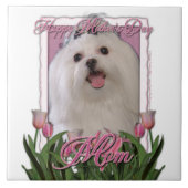 moederdag - Roze Tulpen - Maltees Tegeltje (Voorkant)