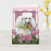 Moederdag - Roze Tulpen - Poedel - Wit Kaart (Gele Bloem)