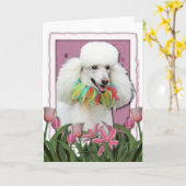 Moederdag - Roze Tulpen - Poedel - Wit Kaart (Gele Bloem)