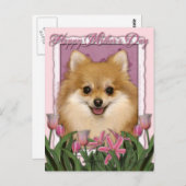 Moederdag - Roze Tulpen - Pommerse Briefkaart (Voorkant / Achterkant)