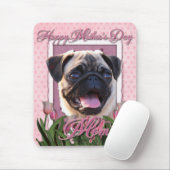 moederdag - Roze Tulpen - Pug Muismat (Met muis)
