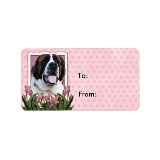 Moederdag - Roze Tulpen - Saint Bernard - Mae Etiket (Voorkant)