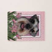 moederdag - Roze Tulpen - Schnauzer Legpuzzel (Horizontaal)