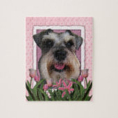 moederdag - Roze Tulpen - Schnauzer Legpuzzel (Verticaal)