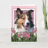 Moederdag - Roze Tulpen - Sheltie Kaart (Voorkant)