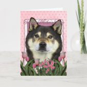 Moederdag - Roze Tulpen - Shiba Inu - Yasha Kaart (Voorkant)