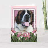 Moederdag - Roze Tulpen - Sint-bernard - Mae Kaart (Voorkant)