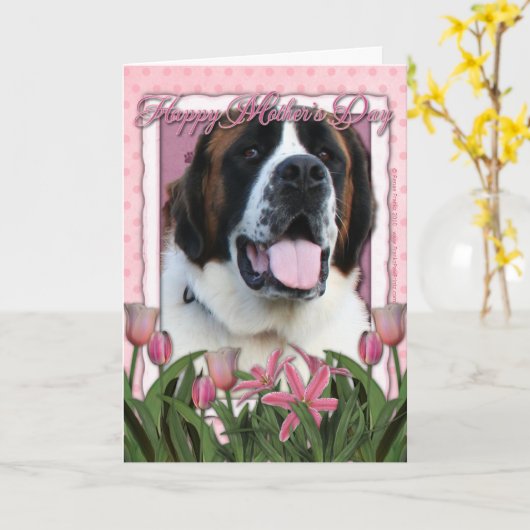 Moederdag - Roze Tulpen - Sint-bernard - Mae Kaart (Gele Bloem)
