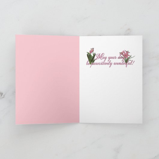 Moederdag - Roze Tulpen - Weimaraner - Gouden Ogen Kaart (Binnen)