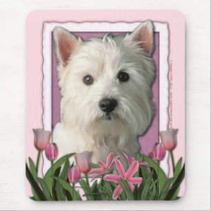 moederdag - Roze Tulpen - West Highland Terrier Muismat