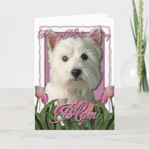Moederdag - Roze Tulpen - Westie Kaart