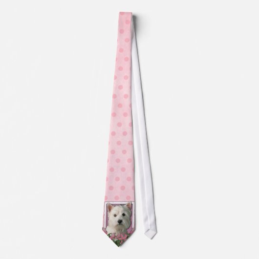 moederdag - Roze Tulpen - Westie Stropdas (Voorkant)