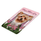 Moederdag - Roze Tulpen - Yorkshire Terrier Magneet (Linkerzijde)