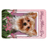 Moederdag - Roze Tulpen - Yorkshire Terrier Magneet (Horizontaal)