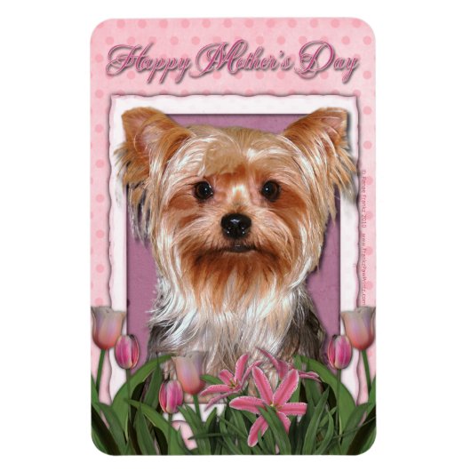 Moederdag - Roze Tulpen - Yorkshire Terrier Magneet (Verticaal)