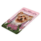 Moederdag - Roze Tulpen - Yorkshire Terrier Magneet (Linkerzijde)
