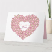 Moederdag roze tulpenhartje bouquet inkt kunst kaart (Voorkant)