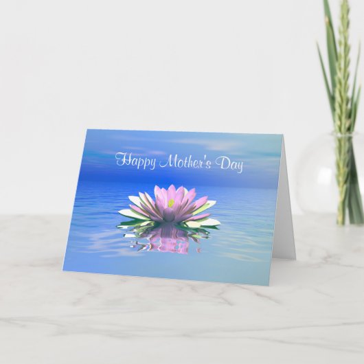 Moederdag Roze Water Lily Kaart (Voorkant)