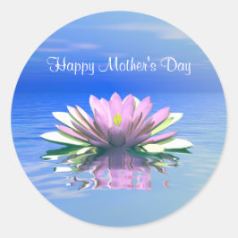 Moederdag Roze Water Lily Ronde Sticker