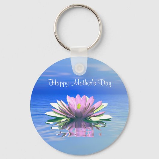Moederdag Roze Water Lily Sleutelhanger (Voorkant)