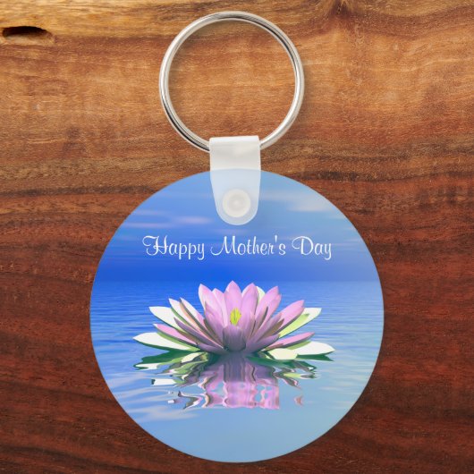 Moederdag Roze Water Lily Sleutelhanger (Voorkant)
