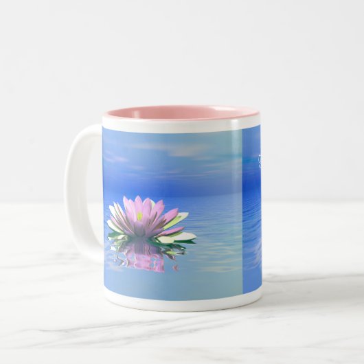 Moederdag Roze Water Lily Tweekleurige Koffiemok (Voorkant links)