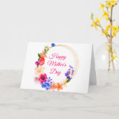 Moederdag Roze Wilde Bloemen Boeket Kaart (Gele Bloem)