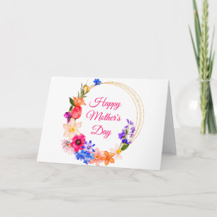 Moederdag Roze Wilde Bloemen Boeket Kaart
