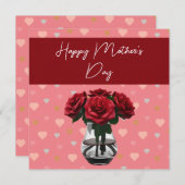Moederdag rozen Boeket Bloemen Elegant Rood Bedankkaart (Voorkant / Achterkant)