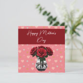 Moederdag rozen Boeket Bloemen Elegant Rood Bedankkaart (Staand voorkant)