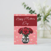 Moederdag rozen Boeket Bloemen Elegant Rood Briefkaart (Staand voorkant)