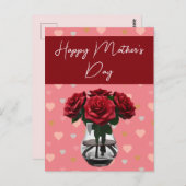 Moederdag rozen Boeket Bloemen Elegant Rood Briefkaart (Voorkant / Achterkant)