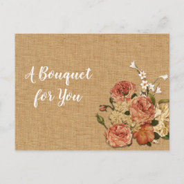Moederdag Rozen Bouquet Rust Burlap Fabric Briefkaart