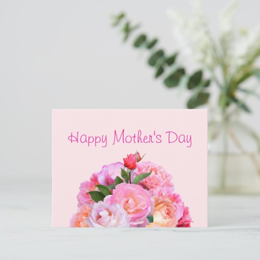 Moederdag Rozen Briefkaart (Staand voorkant)