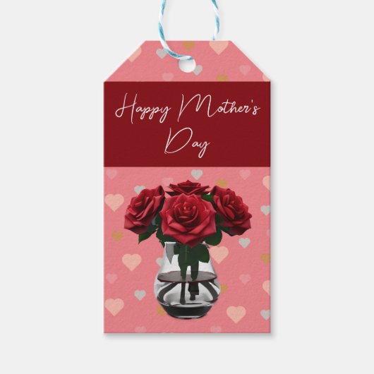 Moederdag rozen in het vashartritme cadeaulabel (Voorkant)