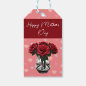 Moederdag rozen in het vashartritme cadeaulabel (Achterkant)
