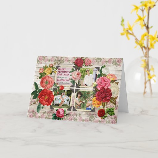Moederdag Rozen Instagram  Foto Collage Kaart (Gele Bloem)