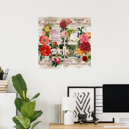 Moederdag Rozen Instagram  Foto Collage Poster (Thuiskantoor)