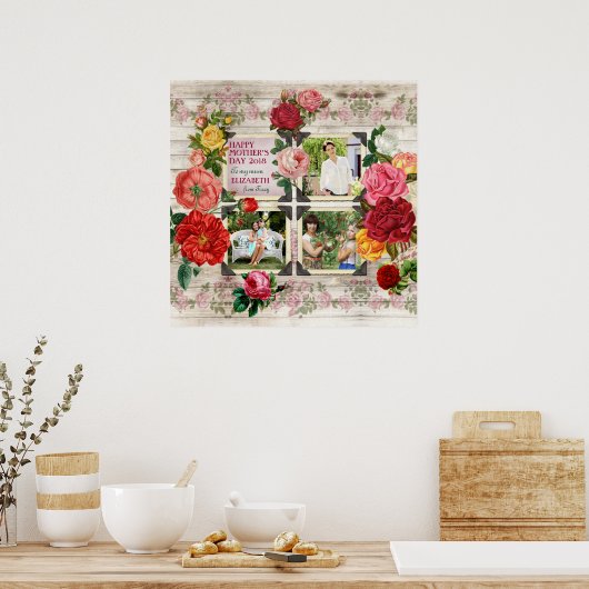 Moederdag Rozen Instagram Foto Collage Poster (Keuken)