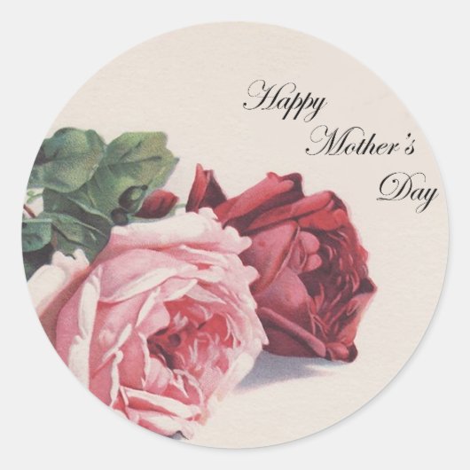 Moederdag Rozen Ronde Sticker (Voorkant)