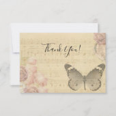 Moederdag Rozen voor oude muziekvellen Butterfly Bedankkaart (Voorkant)
