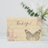 Moederdag Rozen voor oude muziekvellen Butterfly Bedankkaart (Staand voorkant)