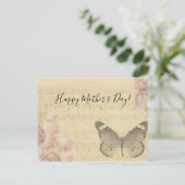 Moederdag Rozen voor oude muziekvellen Butterfly Briefkaart (Staand voorkant)