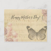Moederdag Rozen voor oude muziekvellen Butterfly Briefkaart (Voorkant)