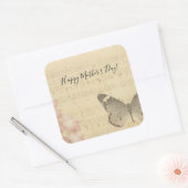 Moederdag Rozen voor oude muziekvellen Butterfly Vierkante Sticker (Envelop)